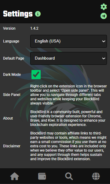 Blockbird Settings